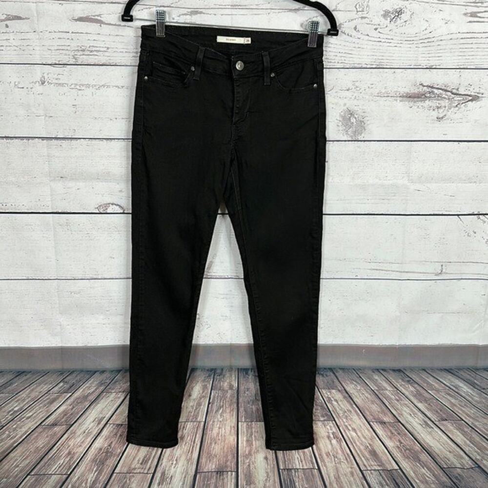Levis Jeans Womens 26 Black 711 Skinny‎ Midrise Stretch Denim Casual Preppy